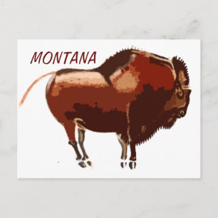 geschilderd briefkaart van Bison Montana