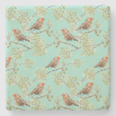  geschilderd Europees Robin vogelpatroon Stenen Onderzetter (Voorkant)