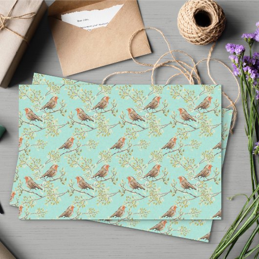 geschilderd Europees Robin vogelpatroon Tissuepapier