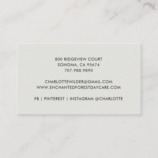 Geschilderd Fairy Kind Kinderopvang Visitekaartje (Achterkant)