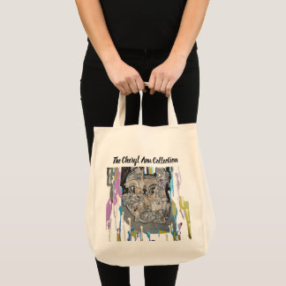 Geschilderd gefragmenteerd gezicht druipende kunst tote bag