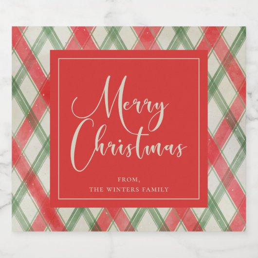 Geschilderd geplakt kerstscript sparkling wijnetiket (Enkel label)