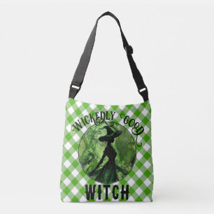 Geschilderd goddeloos goede heks Green Gingham Pla Crossbody Tas