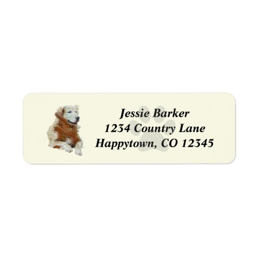 Geschilderd Golden Retriever Return Address Label (Voorkant)