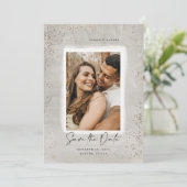 Geschilderd Grijs en Gouden Sparkle sparen de Datu Save The Date (Staand voorkant)
