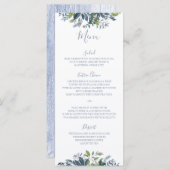 Geschilderd groen bruiloft menu's Dusty Blue (Voorkant / Achterkant)