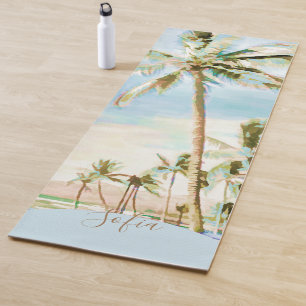 Geschilderd Hawaiiaans strand Mauna Lani Bay, blau Yogamat