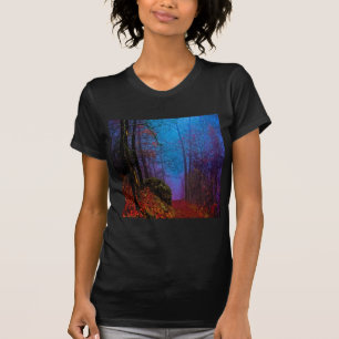 Geschilderd herfstpaars nevelwoud t-shirt