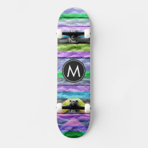Geschilderd Houten Chevron Strepen Patroon #9 Skateboard