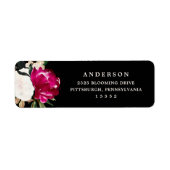 Geschilderd Magnolia op zwart | Bruiloft Etiket (Voorkant)