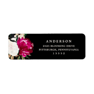 Geschilderd Magnolia op zwart   Bruiloft Etiket