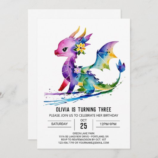 Geschilderd Majestic Dragon Digitale Meisje Verjaa Kaart (Voorkant / Achterkant)