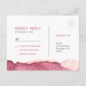 Geschilderd marsala roze moderne eenvoudige bruilo uitnodiging briefkaart (Achterkant)