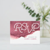 Geschilderd marsala roze moderne eenvoudige bruilo uitnodiging briefkaart (Staand voorkant)