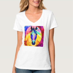 Geschilderd Mozaïek Zuidwest Paard Hoofd T-shirt