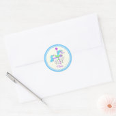 Geschilderd Pony Lichtblauw en PurpleCarousel Ronde Sticker (Envelop)