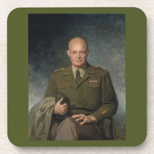 Geschilderd portret van generaal Dwight Eisenhower Bier Onderzetter