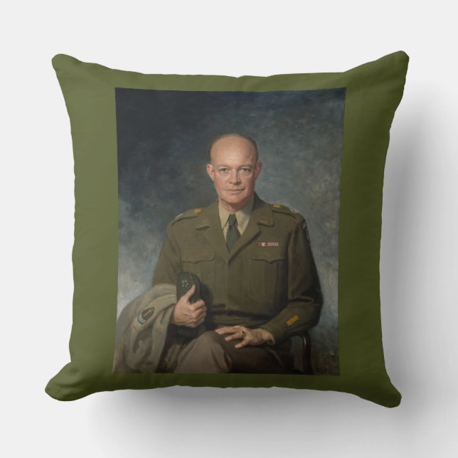 Geschilderd portret van generaal Dwight Eisenhower Kussen (Voorkant)