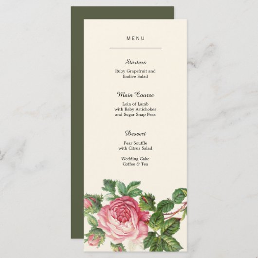 Geschilderd Roos Boho Wedding Menu (Voorkant / Achterkant)