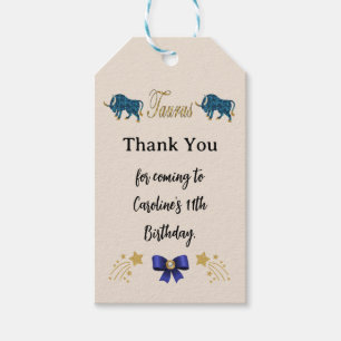 Geschilderd sterrenbeeld Gouden Glitter Stier Verj Cadeaulabel