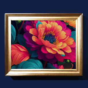 Geschilderd Upclose Bloemen Vet 4:3 Poster