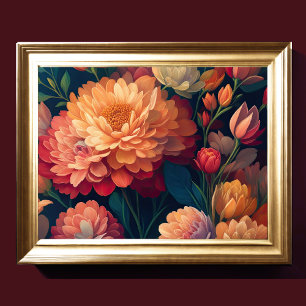 Geschilderd Upclose Bloemen Vet 4:3 Poster