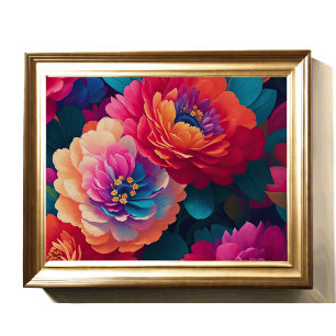 Geschilderd Upclose Bloemen Vet 4:3 Poster