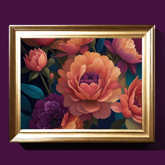 Geschilderd Upclose Bloemen Vet 4:3 Poster