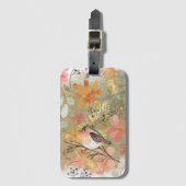 Geschilderd Vogel & Bloemen Bagagelabel (Voorkant (verticaal))