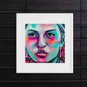 Geschilderd vrouwengezicht | AI Generated Lady's F Poster