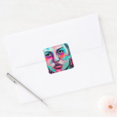 Geschilderd vrouwengezicht | AI Generated Lady's F Vierkante Sticker (Envelop)