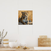 Geschilderd Zittend Luipaard Kunst Poster (Keuken)