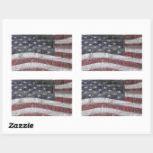 Geschilderde Amerikaanse vlag op bakstenen muurtex Rechthoekige Sticker (Vel)
