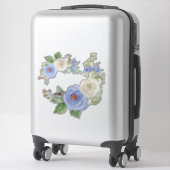 Geschilderde Aquarel Lucht Blauw en Witte Roos Blo Sticker (Koffer)
