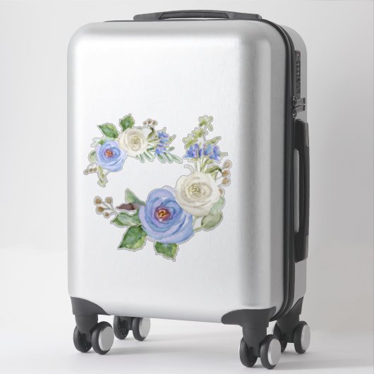 Geschilderde Aquarel Lucht Blauw en Witte Roos Blo Sticker (Koffer)