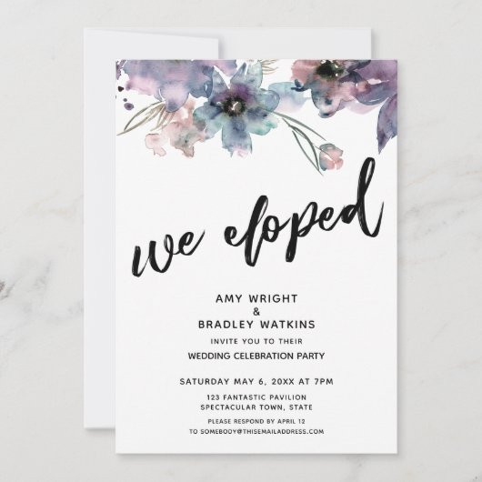 Geschilderde Artistieke Bloemen Ontsnapte Trouwrec Kaart (Voorkant)