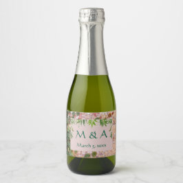 Geschilderde bakstenen Green Ivy Wedding Mini Wijn Sparkling Wijnetiket