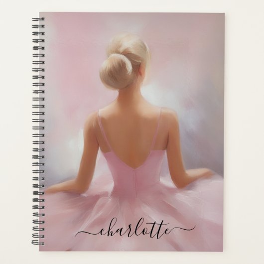Geschilderde Ballerina in Roze Planner (Voorkant)