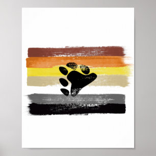 GESCHILDERDE BEER TROTS VLAG EN SYMBOOL POSTER