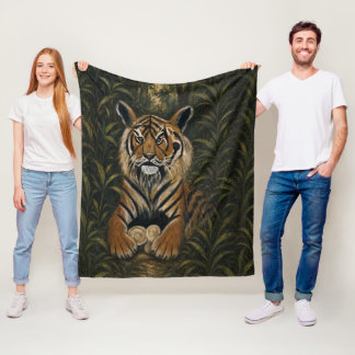 Geschilderde Bengaalse Tijger Jungle Portret Fleece Deken