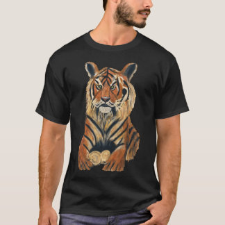 Geschilderde Bengaalse Tijger Portret | Folk Art D T-shirt
