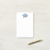 Geschilderde Blauwe Hortensia Bloei Gepersonalisee Post-it® Notes (Op bureau)