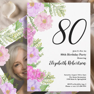 Geschilderde bloem aangepaste foto sjabloon 80ste kaart