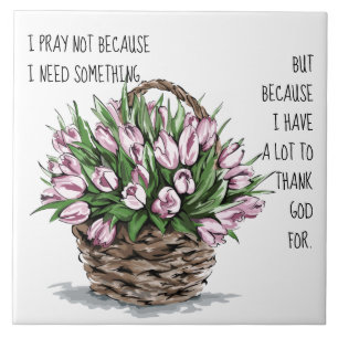 Geschilderde bloemen, met Bedankt van Prayerful Tegeltje