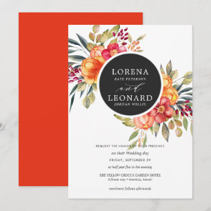 Geschilderde bloemen monogram met sinaasappel voor kaart