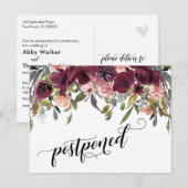 Geschilderde bloemen uitgesteld bruiloft aankondig briefkaart (Voorkant / Achterkant)