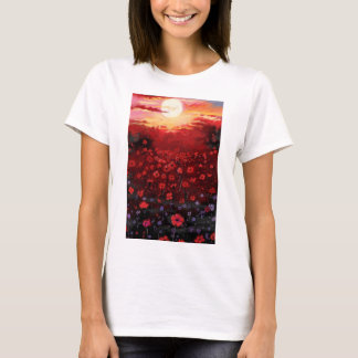 geschilderde bloementuin t-shirt