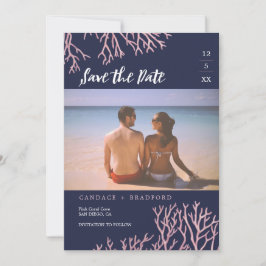 Geschilderde Blush Roze Koralen Foto Save the Date