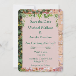Geschilderde Bricks Green Ivy Wedding Save the Dat Save The Date