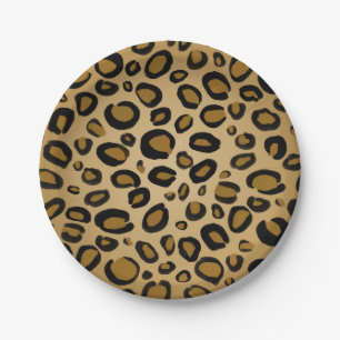 Geschilderde cheeta luipaardprint stippen goud bei papieren bordje